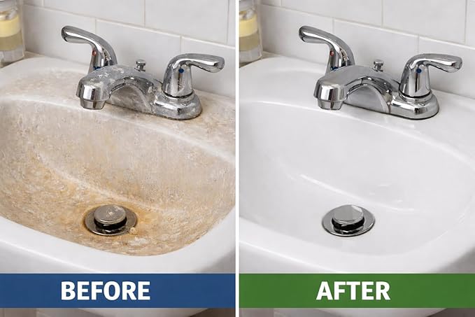 Hard Water Stain Remover 32 oz, Bathroom Cleaner, Rust Remover for Shower, Kitchen Sink, Toilet Stain Removal, Floor and Tile Grout Care, All Purpose Cleaning Solution for Bathroom Cleaning Supplies