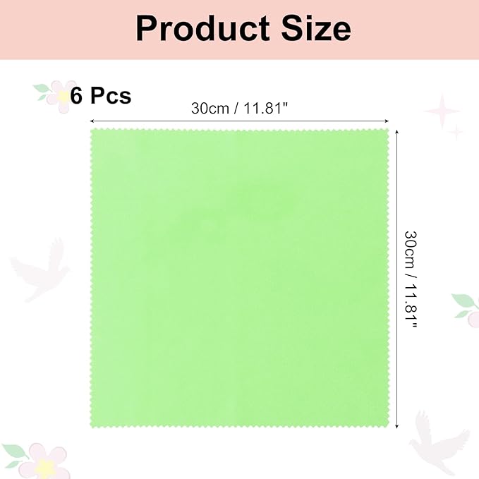 uxcell 6 Pcs Microfiber Cleaning Cloth for Glasses, 11.8 x 11.8 Inch Eyeglass Cleaning Cloth, Glasses Cleaner Wipes for Electronics Lenses Screens Cameras Cell Phones, Green