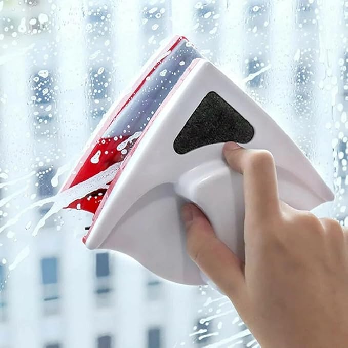 Magnetic Glass Cleaner Wiper Brush Double Side Window Cleaner Magnets Household Glass Wiper Cleaning Tools for Washing Window (Blue)