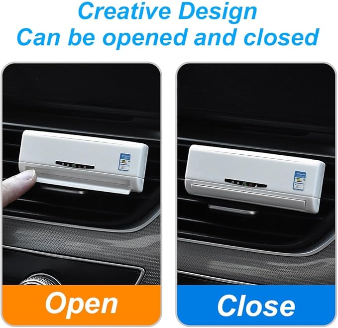 Car Air Freshener Vent Clip - Creative Air Conditioner Shape Solar Powered Aromatherapy Diffuser for Car Interior, Cars Smell Eliminator with 2 Refills, Funny Gift for Men & Women (White, 2 PCS)