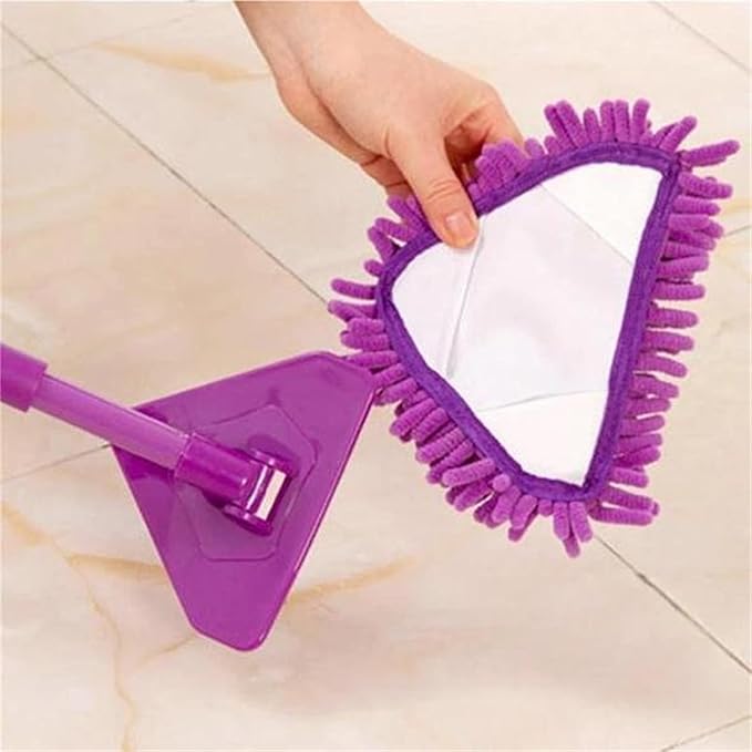 2022 New Rotatable Triangle Cleaning Mop with 2 Mop Replacement Heads, 180 Degree Spin, Wet & Dry Microfiber Ecloth for Bathroom Floor, Wall (Blue)