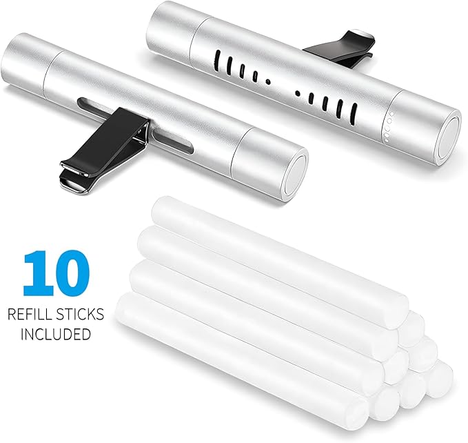 iPick Image for Dodge Scat-Pack Full Color Car Vent Air Freshener Clip - Official Licensed Silver Aluminum with Adjustable Window + 10 Refill Sticks