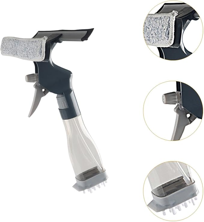 Window Cleaner Squeegee Spray Bottle Lightweight Brush Glass Cleaning for Shower Screen Car Mirror Countertop Tile