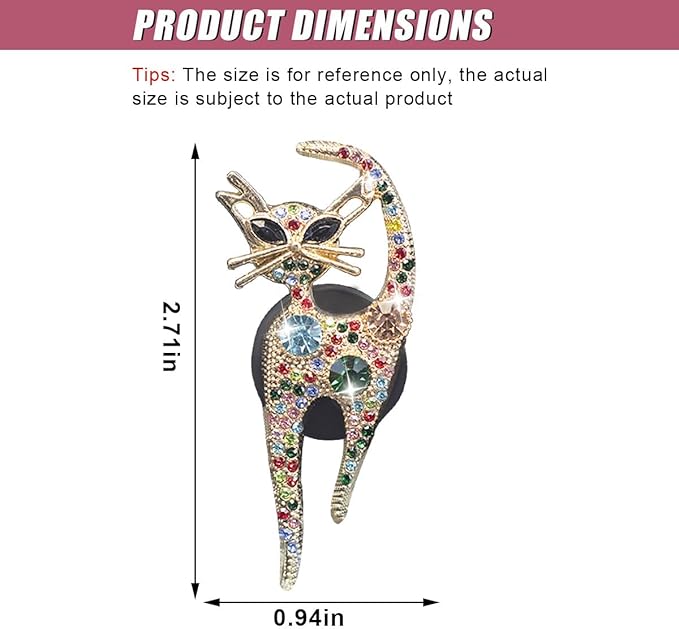 2PCS Car Vent Clips, Bling Cat Air Conditioning Outlet Clip, Crystal Rhinestone Auto Diffuser Perfume Clip, Cute Car Accessories for Women, Vehicle Interior Decoration (Colorful)
