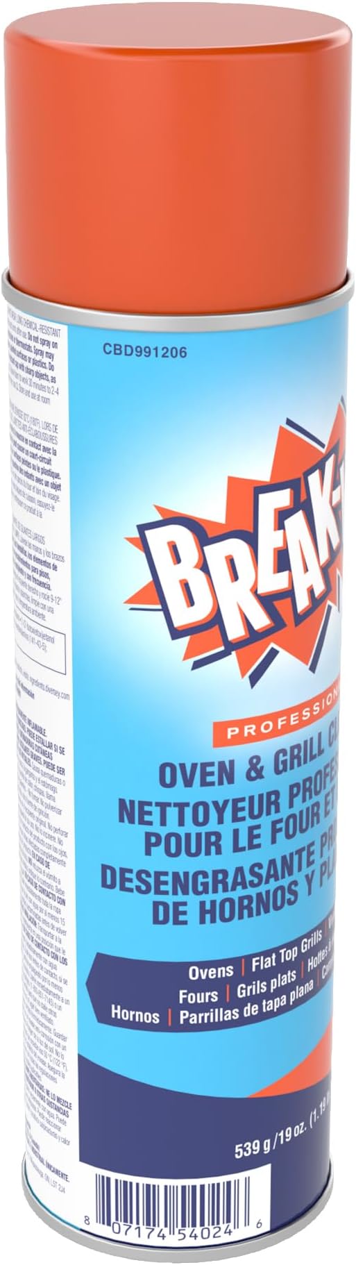 Diversey CBD991206 Break Up Professional Oven & Grill Cleaner, Heavy Duty Spray Removes Baked on Grease, Aerosol, 19-Ounce (Pack of 6)
