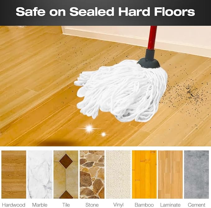 2 PCS Cotton String Screw on Mop Replacement Head Compatible with O-Cedar as Well All Standard US Threading Pole (Acme 3/4 inch Thread) and 1 PCS O-Cedar Spin Mop Four-Section Handle