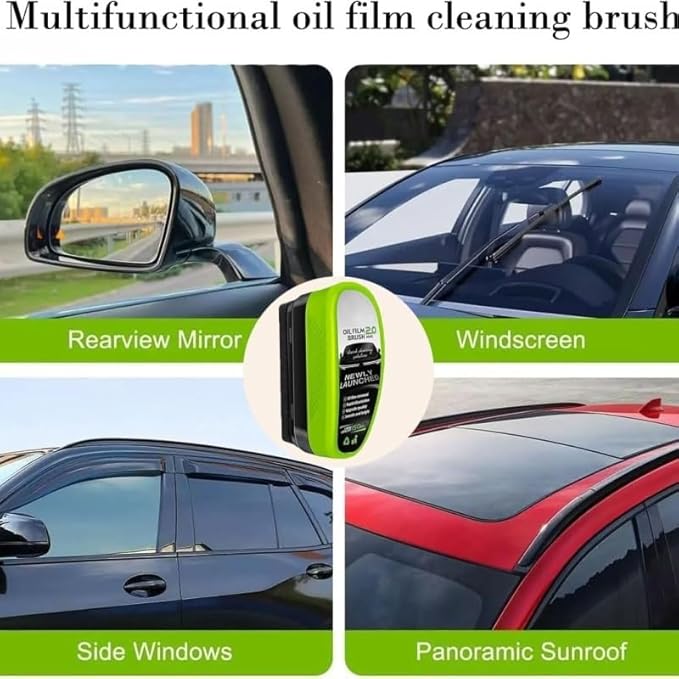 Clear Vision Glass Cleaner, 2025 Upgrade 2.0 ClearVision Glass Cleaner, Oil Free Car Glass Brush,Reusable Prevents Rain and Fog Glass Brush，Removes Oil Film & Grime in Seconds(3set)