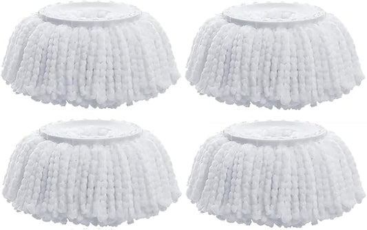Spin Mop Refill – 360° Microfiber Mop Head Refill for Floor Cleaning | Durable Round Mop Head Replacement | White Mop Refill for 360 Spin Mops (Pack of 4)