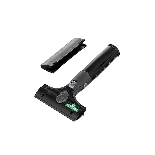 Unger Commercial ErgoTec® Ninja 4" Glass Scraper with Blade and Safety Cap – Adjustable Angle for Efficient Window Cleaning EN100
