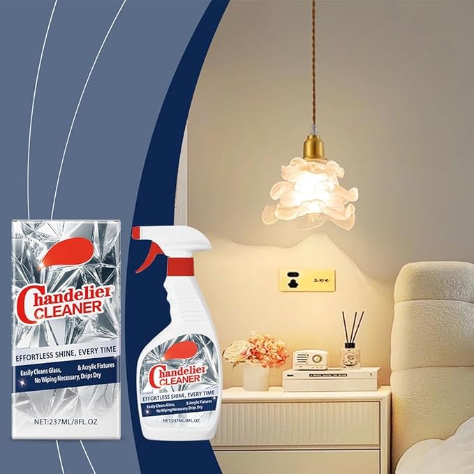 Chandelier Cleaner Drip Dry Spray – No-Wipe Dust Remover for Crystal & Glass, Streak-Free Shine for Chandeliers, Mirrors, Metal & Plastic (2 Pcs)
