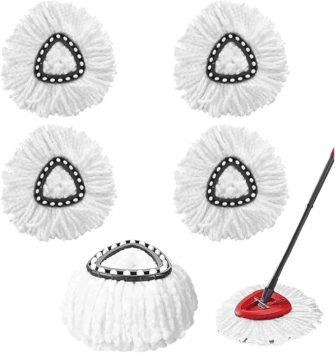 Mop Refill Head ,Compatible for Clean Turbo 2 in 1 Classic Spin Microfibre Universal Triangle Replacement(5pcs)