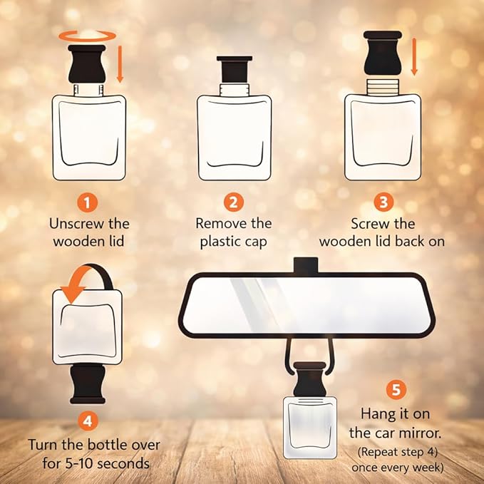 Gift Paradise® White Tea Car Freshener Set – 3 Pack 10ml Hanging Air Fresheners with Wooden Lid – Spring Summer Self Care Auto & Home Fragrance Diffuser for Car Mirror, Closet & Small Spaces