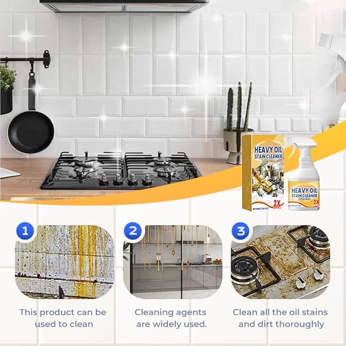 Kitchen Heavy Oil Cleaner Spray, 2026 New All Purpose Kitchen Heavy Oil Cleaning Agent, Multipurpose Kitchen Grease Cleaner for Countertops, Stovetop, Ovens and Appliances (3pcs)