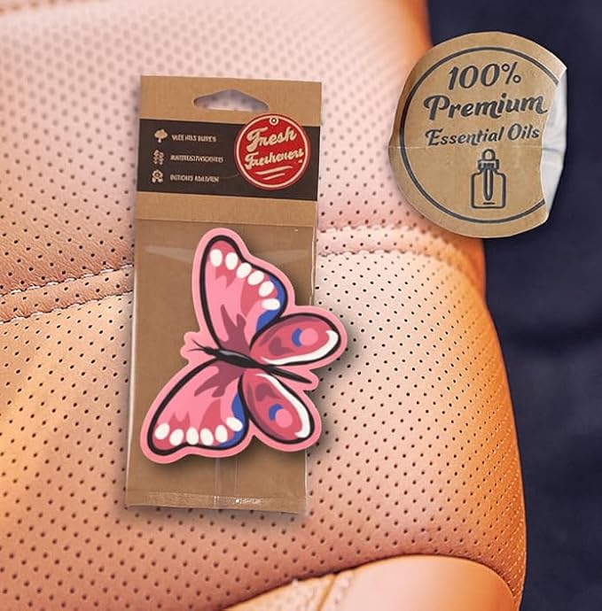 Fresh Fresheners Cute Funny Car Air Fresheners Scented With Premium Oils 4 Pack (Butterfly)