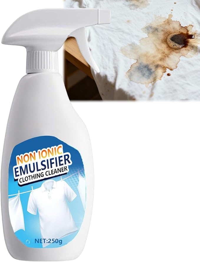 Non Ionic Emulsifier Clothing Cleaner,Clothes Oil Laundry Cleaning Remover,Strong Decontamination For Grease/Oil/Food On Clothes And Shoes,Universal Household Cleaner (1PC)