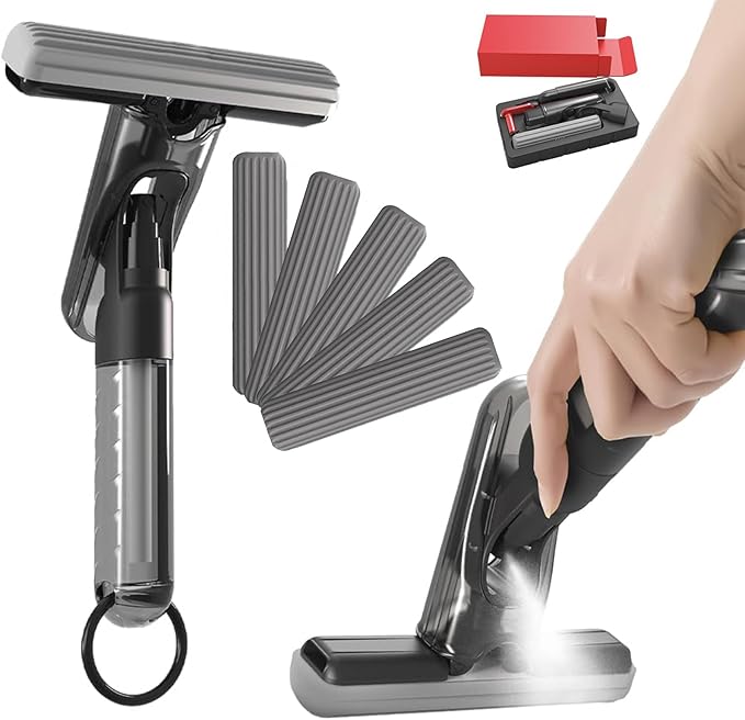 Mini Spray Mop for Countertop Cleaning, Self Squeezing Mini Mop with Spray, Quickie Sponge Mop,Semi-Automatic Cleaning Desktop Mini Mop with A Small Spray Bottle (1Set+5Sponge Head)