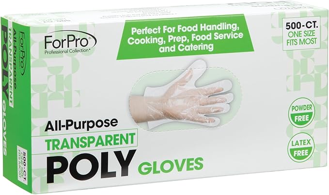 ForPro Disposable Poly Plastic Gloves