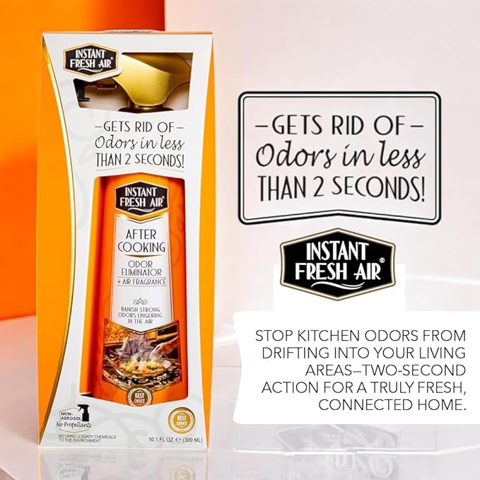 'After Cooking' Odor Eliminator - Cooking Smell Eliminator & Kitchen Odor Absorber - Removes Lingering Food Odors Instantly - Vanilla Candle Scent - 10.1 oz.