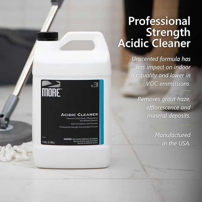 MORE Grout Cleaner for Tile Floors - Acidic Grout Cleaning Solution - Removes Cement-Based Grout Haze, Efflorescence and Mineral Deposits - Gallon 128oz
