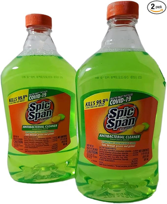 Spic & Span Spic And Span Everyday Multipurpose Liquid Cleaner, Dilutable Multi-Surface & Floor Cleaner Refills, Fresh Citrus Scent - Two 20 FL OZ Bottles (Fresh Citrus Scent)