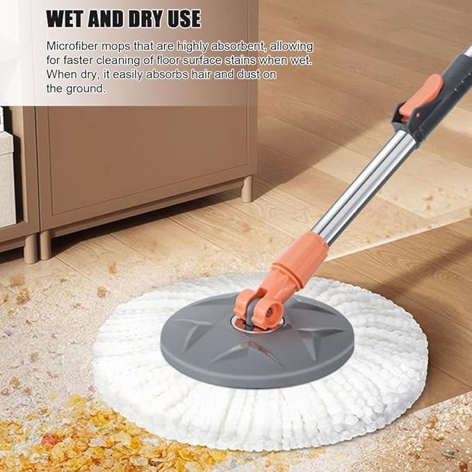 Spin Mop and Detachable Wringer Bucket Set, Separates Clean & Dirty Water, 180° Spinning Microfiber Mop Heads, Household Floor Cleaning System for Hardwood, Wood, Laminate, Tile