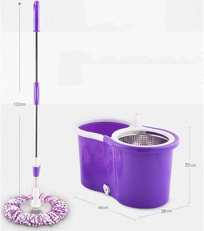 Spin Mop and Bucket Set with Wringer – 360° Rotating Microfiber Mop for Floor Cleaning, Easy Self-Wringing System with Extendable Handle, Hands-Free Household Cleaning for Hardwood, Tile & Laminate