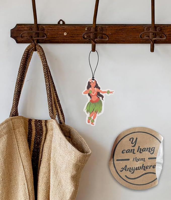 Fresh Fresheners Cute Funny Car Air Fresheners Scented with Premium Oils 4-pack (Hula Girl)