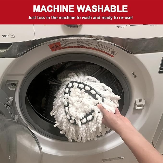 16 Pcs Spin Mop Replacement Heads, White Large 360° Easy Wring Spin Mop 100% Microfiber Refill, Easy Cleaning Spin Mop Heads, Deep Clean, Machine Washable for Easy House Cleaning Floor Mopping