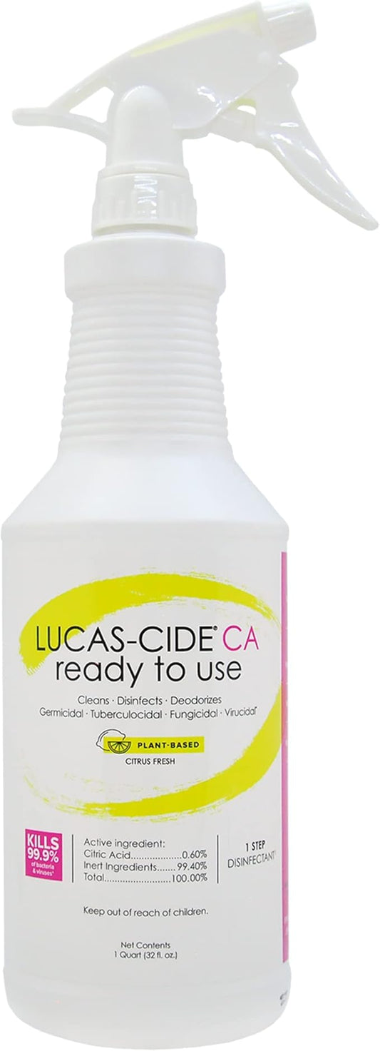 LUCAS-CIDE Ready To Use All Purpose Cleaner - Home Essentials Cleaning Supplies For Everyday Hygiene - Fresh Citrus Scented Disinfecting Spray Bathroom Cleaner, Glass Cleaner, Floor Cleaner, etc.