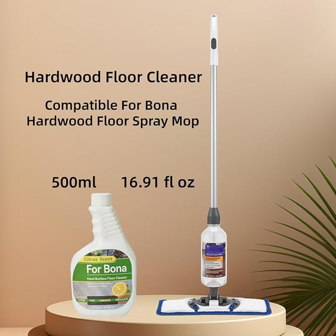 500ml Citrus Scent, Hard-Surface Floor Cleaner. Compatible For Bona Hardwood Floor Premium Spray Mop. Multi-Surface Floor Premium Microfiber Mop(1PCS 500ML)
