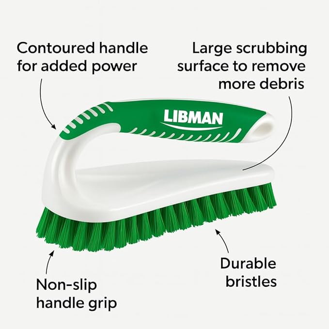 LIBMAN Scrub Brush - Heavy Duty Cleaning Brush with Strong Bristles - 3 pk Durable Scrub Brushes for Cleaning Bathroom, Kitchen, Floor, Shower, Sink, Tub, Carpet - All Purpose
