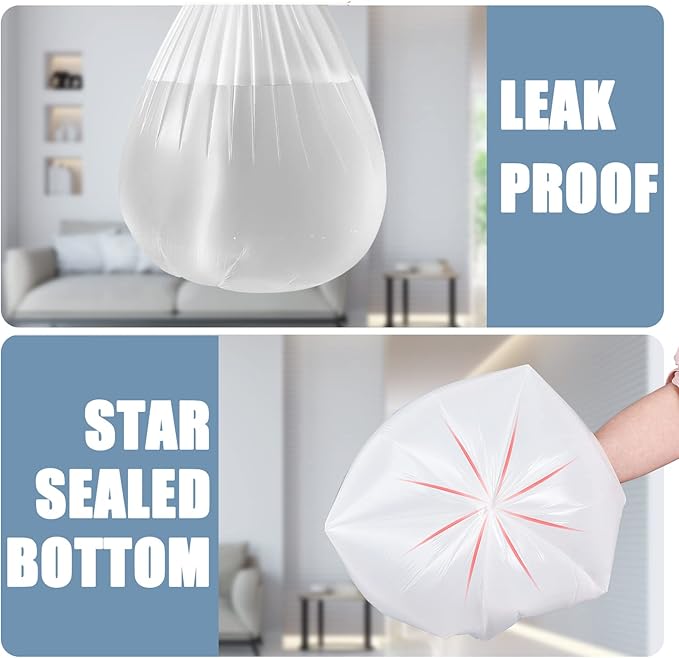 4 Gallon Small Trash Bags, 250 Count, Unscented, Transparent, Durable, Ideal for Bathroom, Kitchen, Office, Bedroom