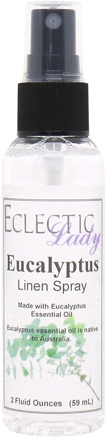 Eucalytpus Essential Oil Linen Spray, 2 ounces - Eclectic Lady Sheet and Linen Spray - No Artificial Colors, Parabens, or Preservatives - Long-Lasting Scent for Bed, Fabric & Pillow