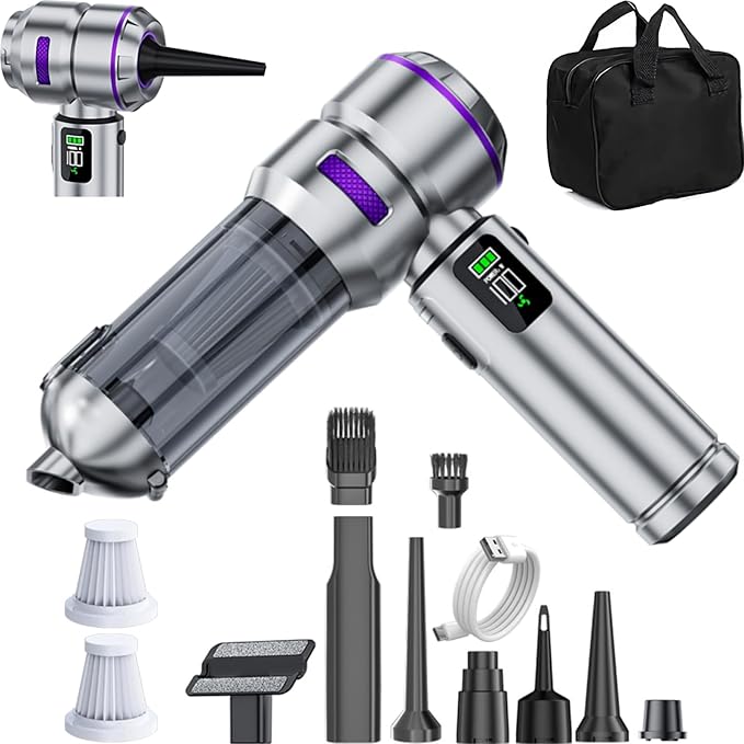 Car Vacuum Cleaner High Power 20000Pa – Cordless Handheld Mini Vacuum & Air Duster for Car & Desk, Home, Office & Camping, Ideal Gift for Men & Women, 6000mAh Battery (Fast Charging Edition)