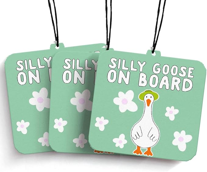 Cute Gooses Car Air Fresheners Hanging Silly Goose Green Car Accessories Interior 3Pcs, Silly Goose on Board Cars Rear View Mirror Decor Cute Duck Goose Gifts Car Decoratio(Black I）
