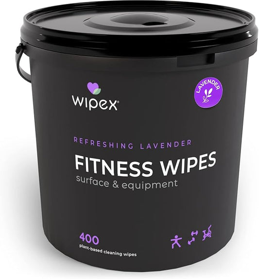 Wipex Gym Wipes - Natural Fitness Equipment Wipes, EWG Verified, Plant-Based Cloth with Lavender & Vinegar, All-Purpose Cleaner - Safe on Peloton Bikes & Yoga Mats, 400 Count