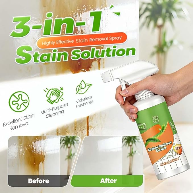 Kitchen Cleaner Spray,300ml All Purpose Cleaner,Household Appliance Cleaning Agent for Range Hood, Microwave Oven, Refrigerator,Gentle Surface Decontamination (1pcs)