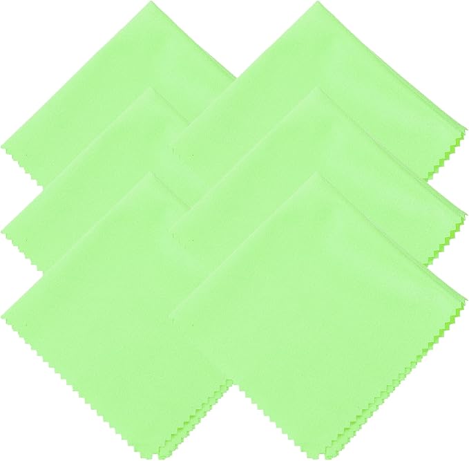 uxcell 6 Pcs Microfiber Cleaning Cloth for Glasses, 11.8 x 11.8 Inch Eyeglass Cleaning Cloth, Glasses Cleaner Wipes for Electronics Lenses Screens Cameras Cell Phones, Green
