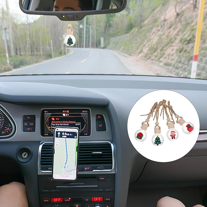 Mobestech 16 Pcs Car Aromatherapy Pendant Car Air Freshener Christmas Accessories Diffuser Bottles Air Freshener Diffuser Hanging Ornament Essential Oil er Wooden