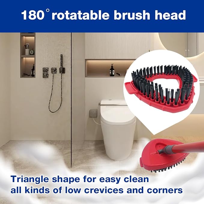 Replace Head Base Scrub Mop Brush Head Replacement Spin Mop Accessories Set for O Cedar EasyWring 1 Tank System, 1 Shower Floor Scrubber+1 Head Base(Cover)+1 Handle