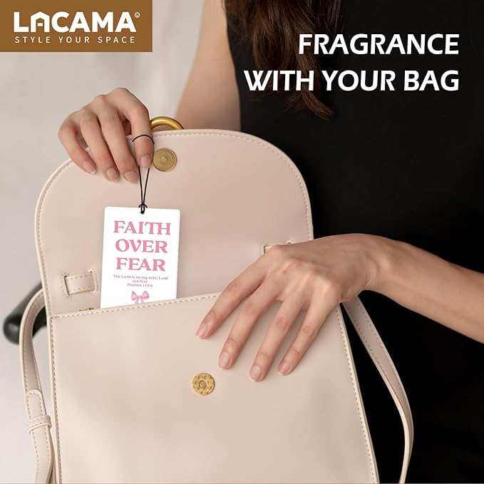 Lacama Pink Bow Christian Car Air Freshener 3Pcs, Preppy Faith over Fear God Says You Are Cars Scents Air Freshener for Women Girls Gifts, Christian Car Accessories Interior Mirror Decor Hanging
