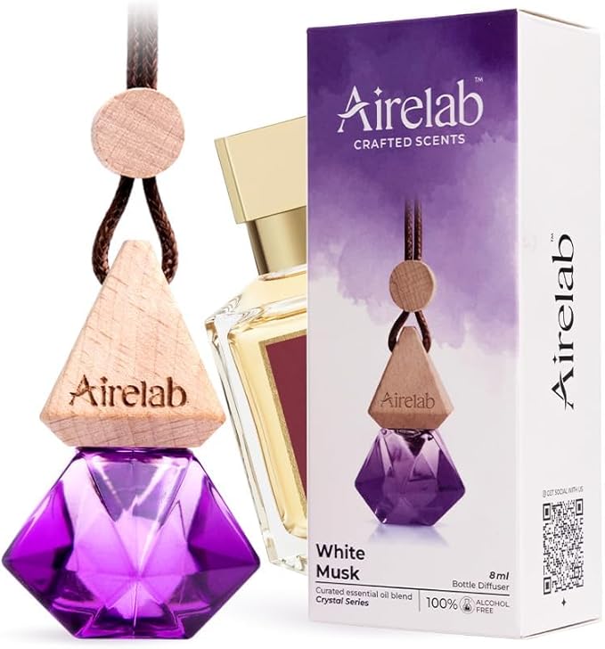 Car Air Freshener 8ml | Perfume Style Freshener Inspired by Baccarat rouge 540 Fragrance | Natural Essential Oil Glass Bottle with Wooden Diffuser | Lasts Up to 60 Days