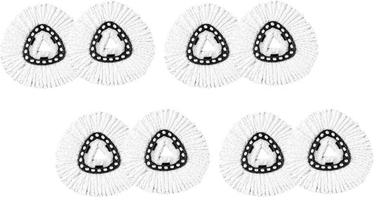 8-Pack White Mop Head Refills, Compatible with Triangle Spin Mop Systems