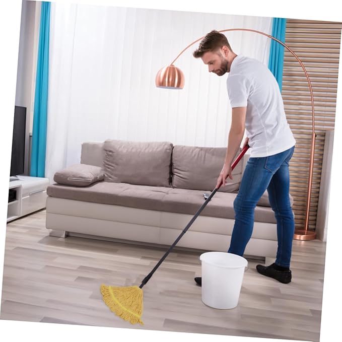 POPETPOP 1pc Cotton Mop Cloth Replacement Head Water Absorption Cleaning Accessory for Home Use High Density Mop Cloth for Various Surfaces Yellow