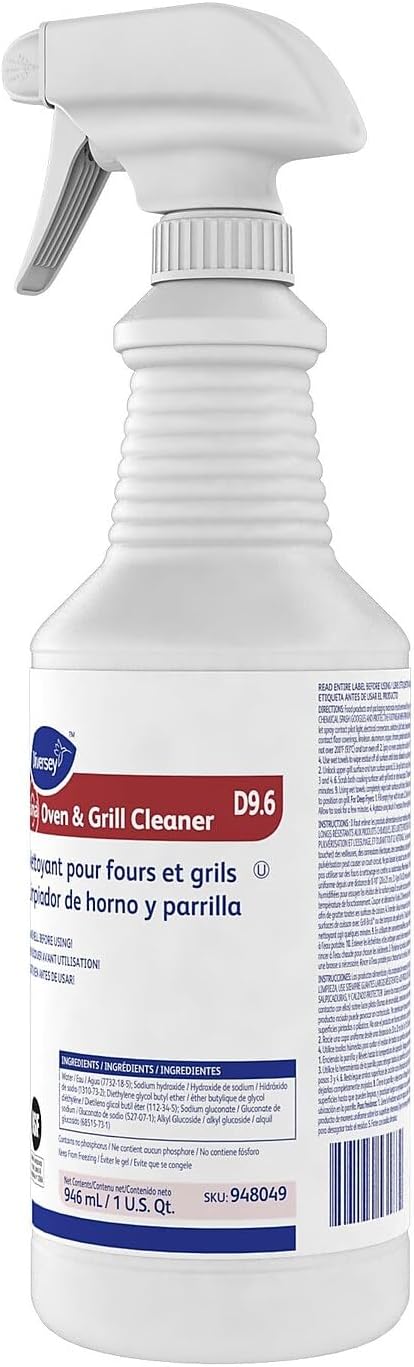 Diversey 948049 SUMA Oven and Grill Cleaner, Heavy Duty Removes Baked on Grease and Carbon Buildup, Capped Ready-to-Use Gel, 32-Ounce (Pack of 12 with 2 Spray Nozzles)