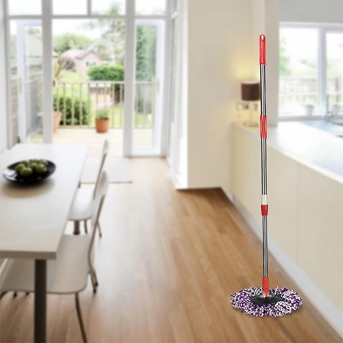 Spin Mop Replacement Handle for Floor Mop Stainless Steel Spin Mop Adjustable Handle and Head Replacement 360 Spinning Household Cleaning Accessories for Home,Office(Black)