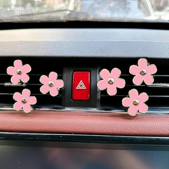 6 Pcs Daisy Flower Air Vent Clip Air Conditioning Outlet Clip Car Air Freshener Clip Car Interior Decor Charm Colorful Car Interior Accessories for Girls Women(Light Pink)