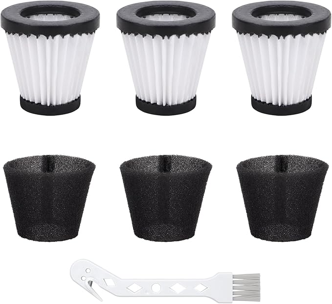 F117 Replacement Filters Compatible with Dirt Devil Scorpion Models SD20005RED SD30025B BD22025, Compare to Part# AD40117 (3 Pack Hepa Filter & 3 Pack Sponge Filter)