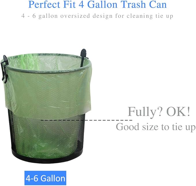 Jaoul Trash Bags 4 Gallon, Small Garbage Bags Strong Tear & Leak Resistant, Unscented Trash Bags for Kitchen, Bathroom, Office, Restroom, Car, Green, 100 Counts