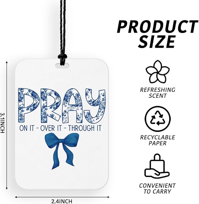 4 Pcs Pink Pray Car Air Fresheners for Mirror Prayer Blue Pray Car Accessories for Women Christian Air Freshener Cars Decor for Home Bedroom